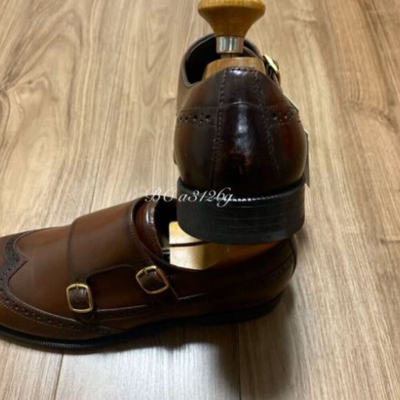 ZARA genuine leather double monk strap shoes SIZE 27cm USA 9 2408/920/100 - Picture 6 of 9